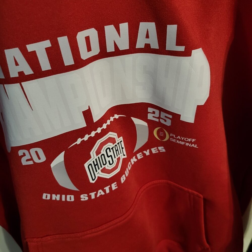 MENS HEAVY DUTY FLAWED 2025 OHIO STATE NATIONAL CHAMPIONSHIP HOODIE SZ 2XL - Picture 3 of 5